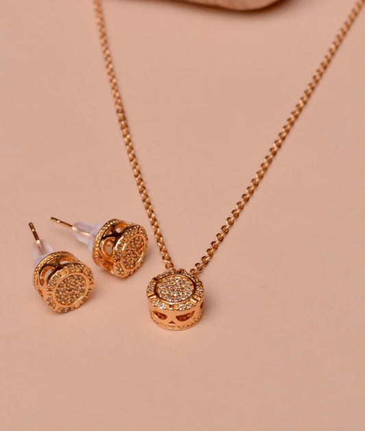 Golden Necklace with Earrings